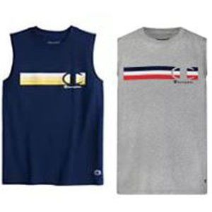 CHAMPION Boys Logo Graphic Muscle Navy & Grey - 2 Tees - NEW